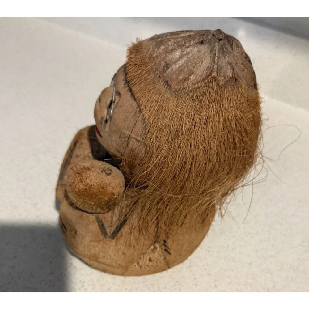 Vintage Hand Carved Tiki Monkey Piggy Bankmother And Baby